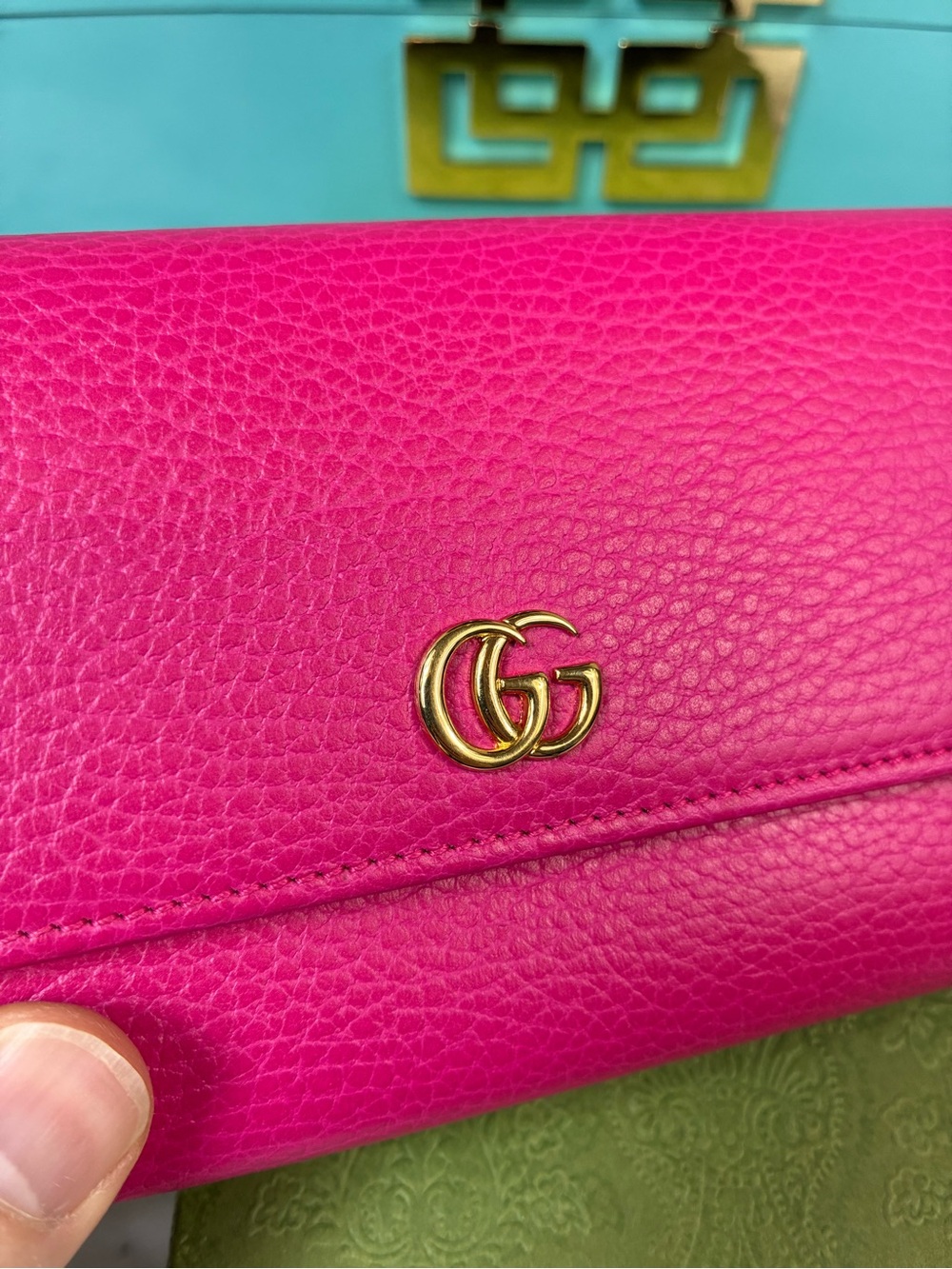Gucci Hot Pink GG Marmont Leather Flap Wallet - NWOT Authentic - Picture 3 of 13